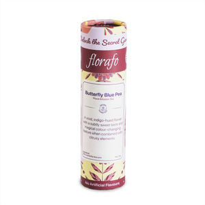 florafo 10g paper tube of Butterfly Blue Pea flower tea, which changes colour when adding lemon.