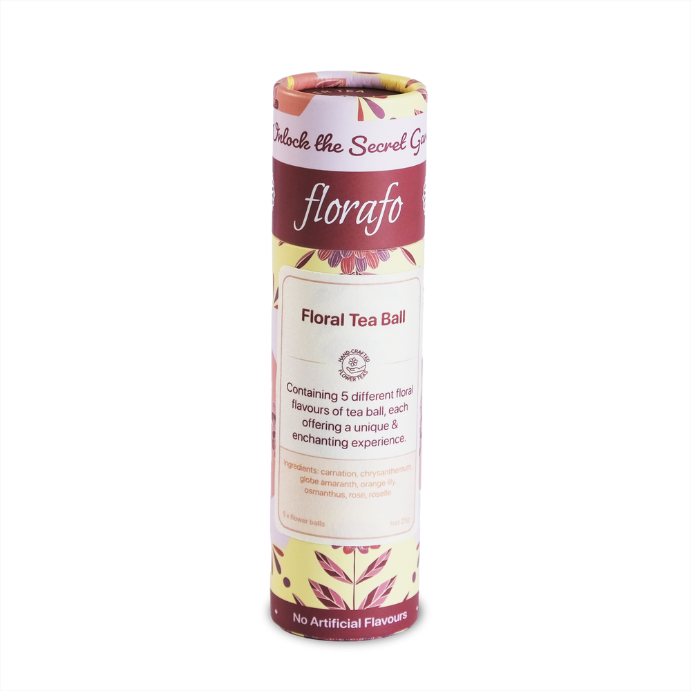 florafo paper tube of Floral Tea Ball floral infusion tea balls.