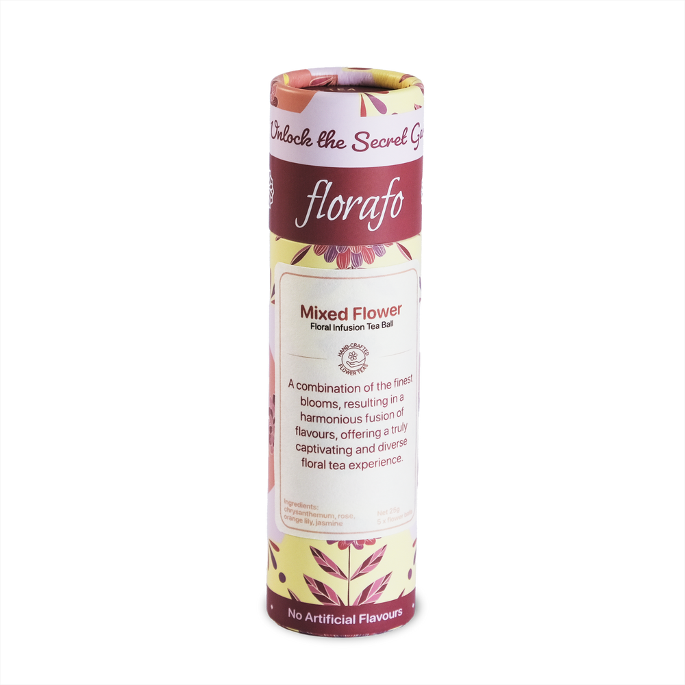 florafo paper tube of Floral Tea Ball floral infusion tea balls.