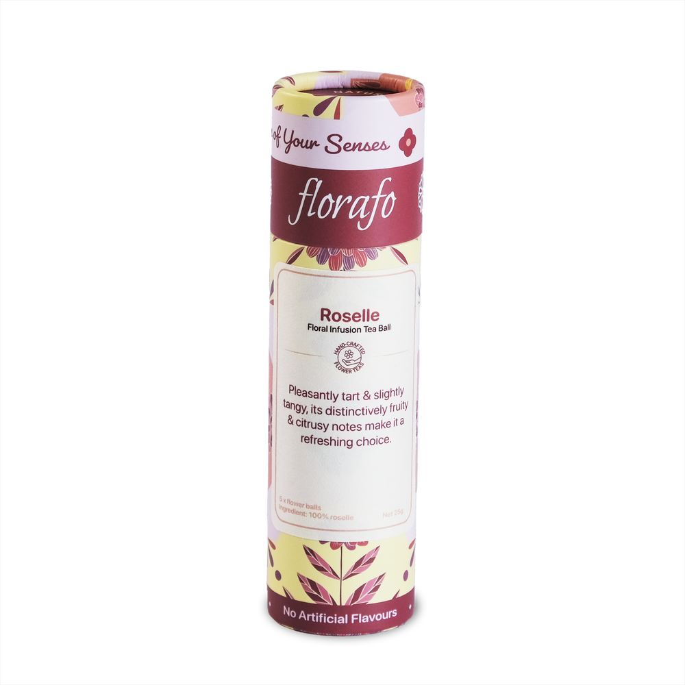 florafo paper tube of Roselle floral infusion tea balls.